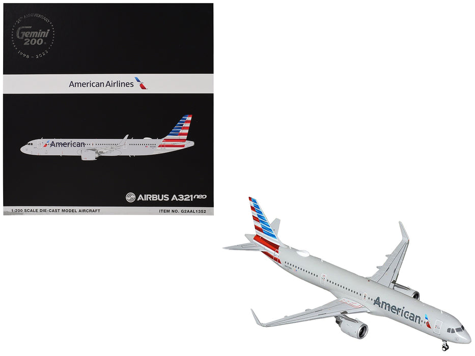 Airbus A321neo Commercial Aircraft "American Airlines" (N413AN) Gray with Striped Tail "Gemini 200" Series 1/200 Diecast Model Airplane by GeminiJets
