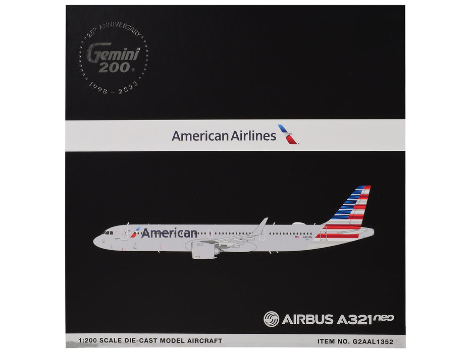 Airbus A321neo Commercial Aircraft "American Airlines" (N413AN) Gray with Striped Tail "Gemini 200" Series 1/200 Diecast Model Airplane by GeminiJets