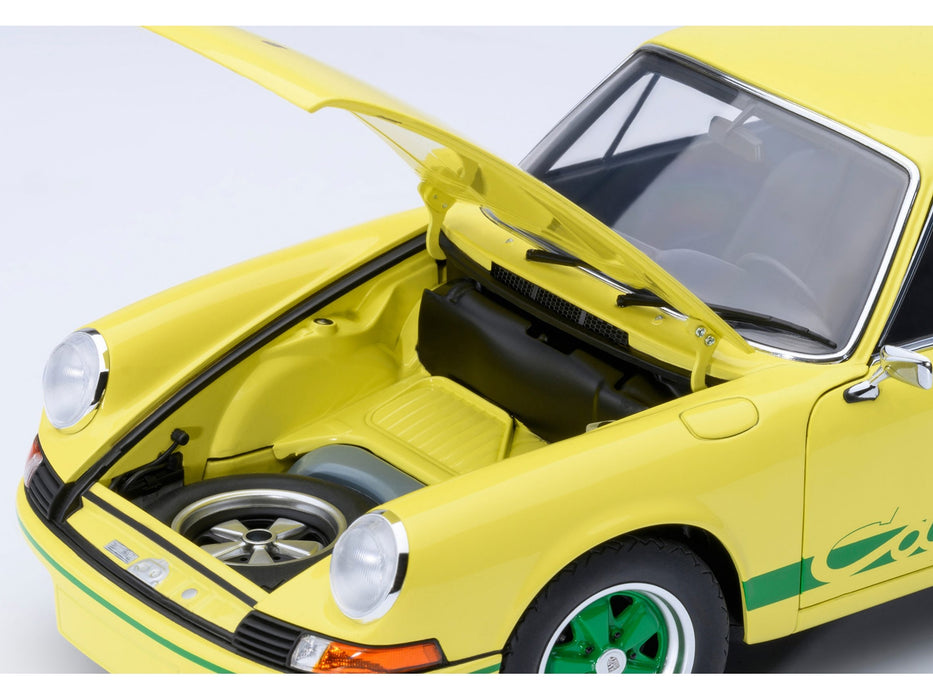 Porsche 911 Carrera 2.7 RS Light Yellow with Green Stripes and Wheels 1/18 Model Car by Autoart