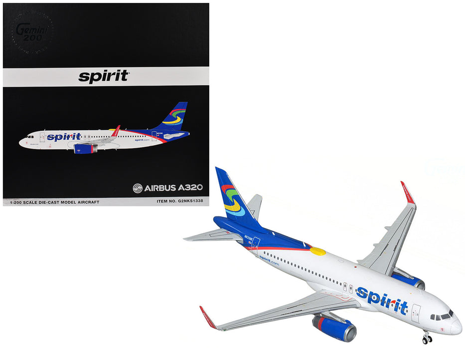 Airbus A320 Commercial Aircraft "Spirit Airlines" (N633NK) White with Blue Tail "Gemini 200" Series 1/200 Diecast Model Airplane by GeminiJets