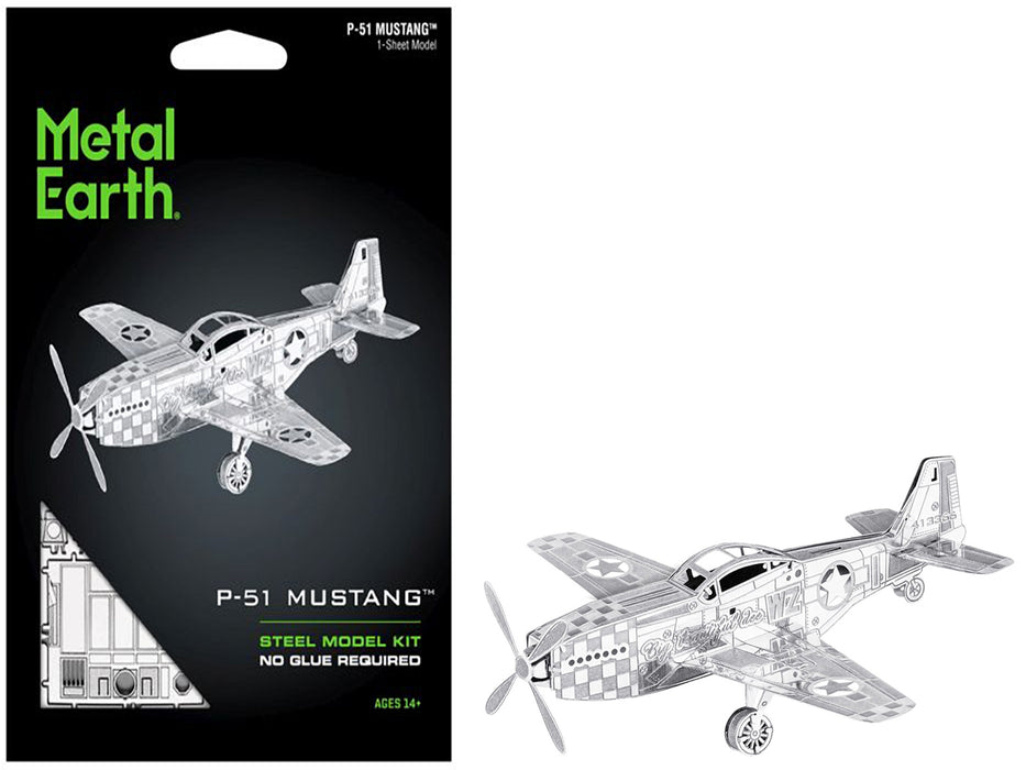 Model Kit North American P-51 Mustang Fighter Aircraft "Big Beautiful Doll" United States Army Air Forces (Easy Difficulty) Steel Model by Metal Earth