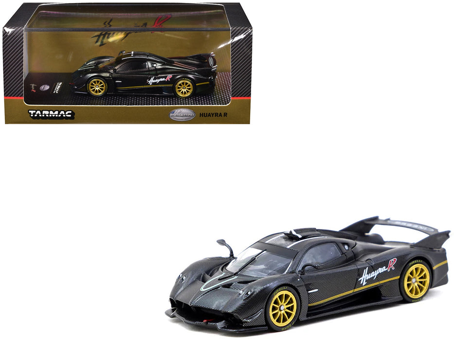 Pagani Huayra R Matt Black Carbon Fiber with Gold Wheels Limited Edition to 3552 pieces Worldwide "Global64" Series 1/64 Diecast Model by Tarmac Works