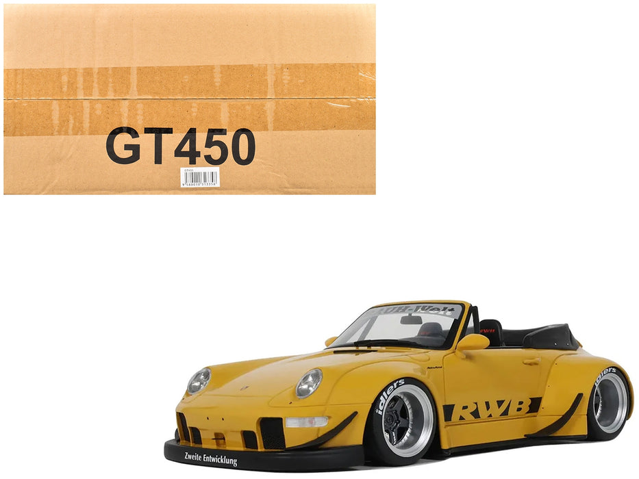 2023 Porsche 911 RWB Body Kit Yellow with Black Stripes 1/18 Model Car by GT Spirit