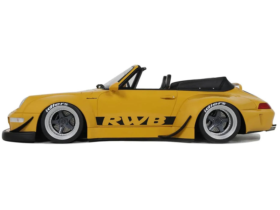 2023 Porsche 911 RWB Body Kit Yellow with Black Stripes 1/18 Model Car by GT Spirit