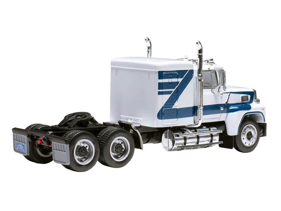 1978 Ford LTL 9000 Truck Tractor White with Blue Stripes 1/64 Diecast Model by IXO Models
