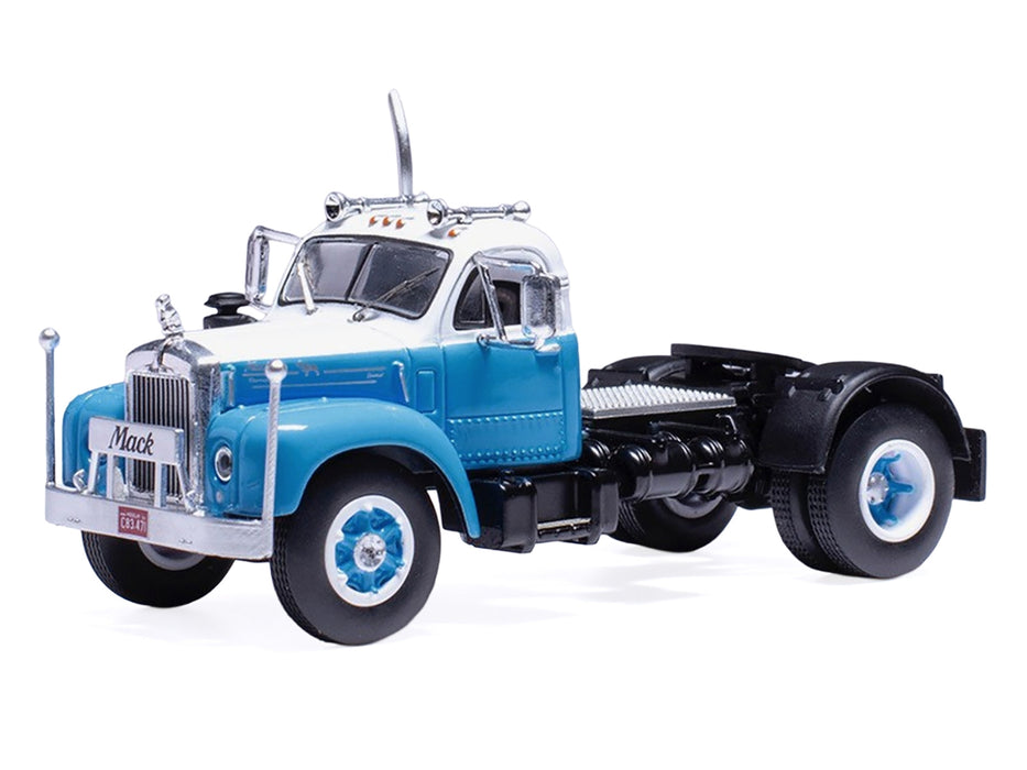 1953 Mack B 61 Truck Tractor Blue and White 1/64 Diecast Model by IXO Models