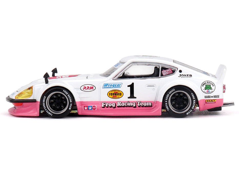 Nissan Fairlady Z RHD (Right Hand Drive) #1 "Tamiya Racing - Frog Racing Team" White and Pink (Designed by Jun Imai) "Kaido House" Special 1/64 Diecast Model Car by Mini GT