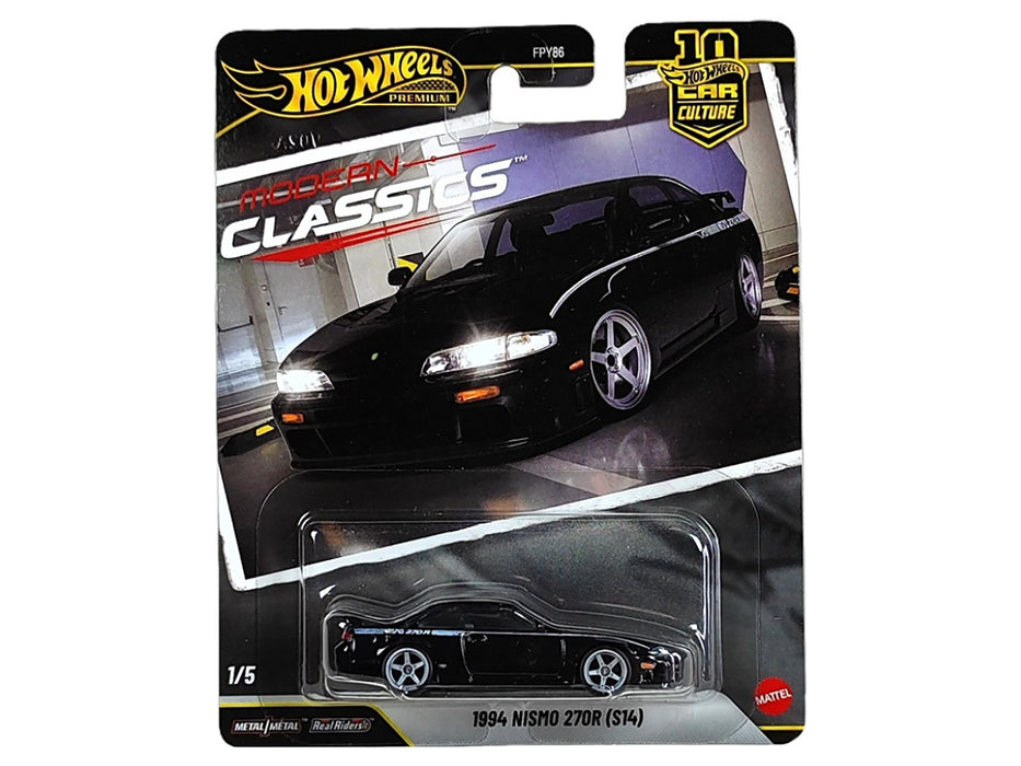 1994 Nissan Nismo 270R (S14) RHD (Right Hand Drive) Black with White Stripes "Modern Classics" Series Diecast Model Car by Hot Wheels