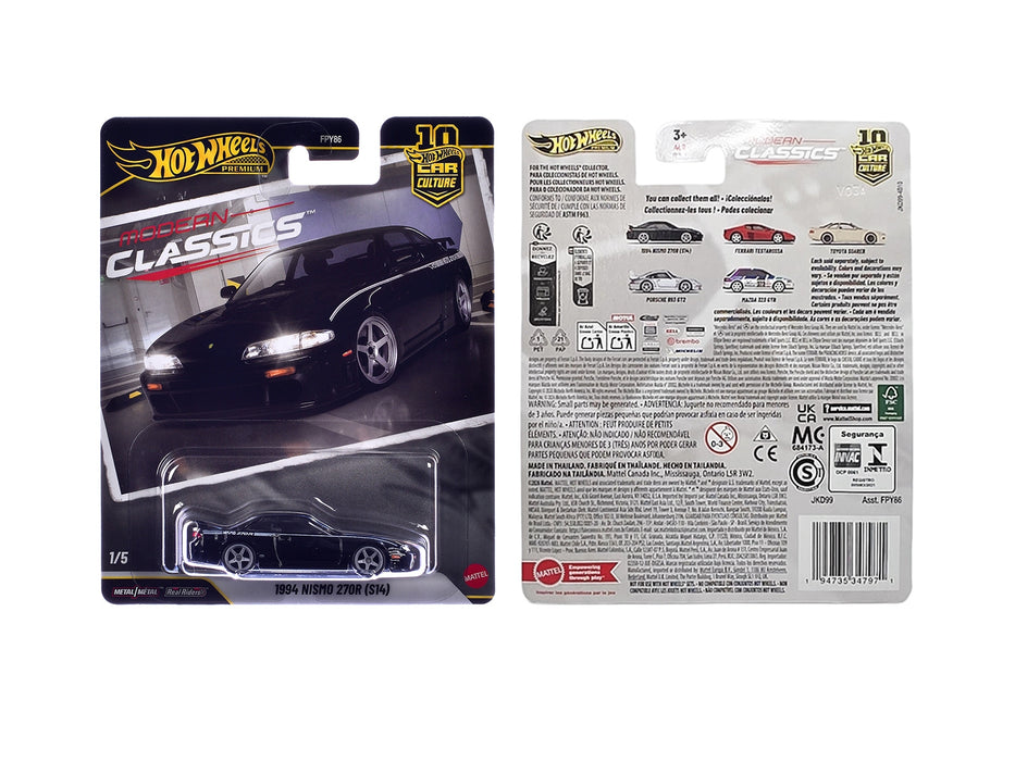 1994 Nissan Nismo 270R (S14) RHD (Right Hand Drive) Black with White Stripes "Modern Classics" Series Diecast Model Car by Hot Wheels