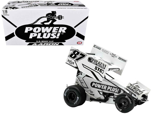 Winged Sprint Car #87 Aaron Reutzel "Power Plus" White (2026) 1/18 Diecast Model Car by ACME