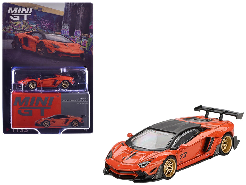 Lamborghini Aventador "LB-Works" Orange with Matt Black Top "Malaysia Diecast Expo (MDX) 2025" Limited Edition 1/64 Diecast Model Car by Mini GT