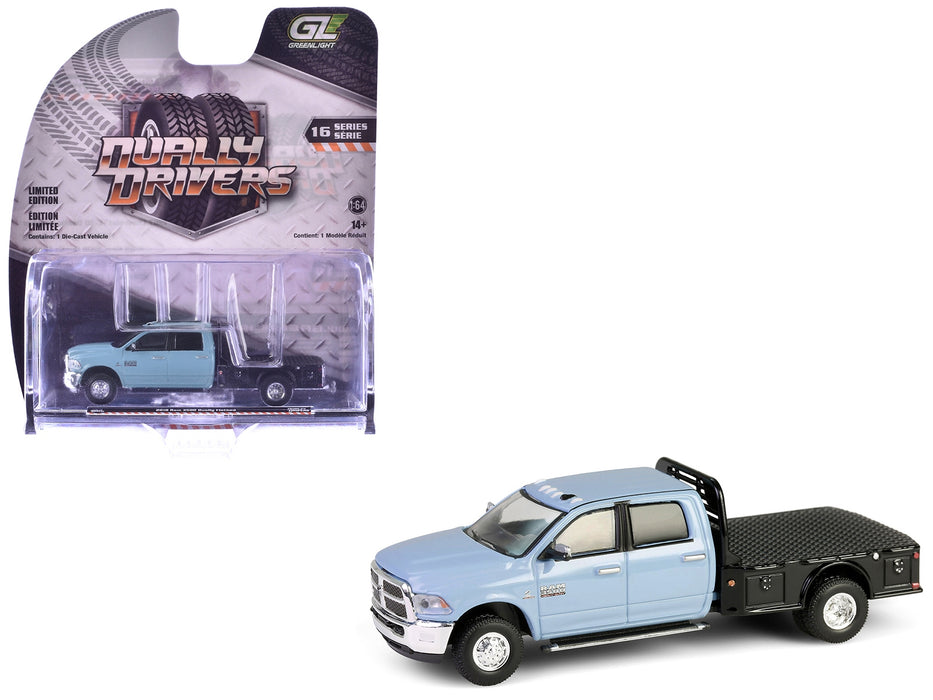 2018 Ram 3500 Dually Flatbed Truck Robin's Egg Blue "Dually Drivers" Series 16 1/64 Diecast Model Car by Greenlight