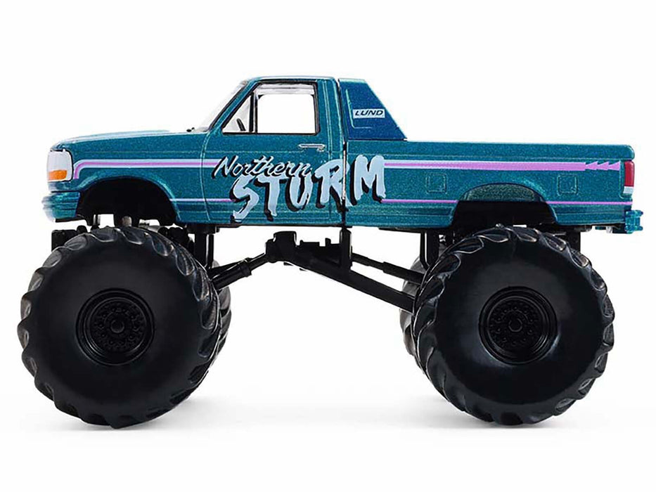 1993 Ford F-250 Monster Truck "Northern Storm" Teal Metallic "Kings of Crunch" Series 16 1/64 Diecast Model Car by Greenlight