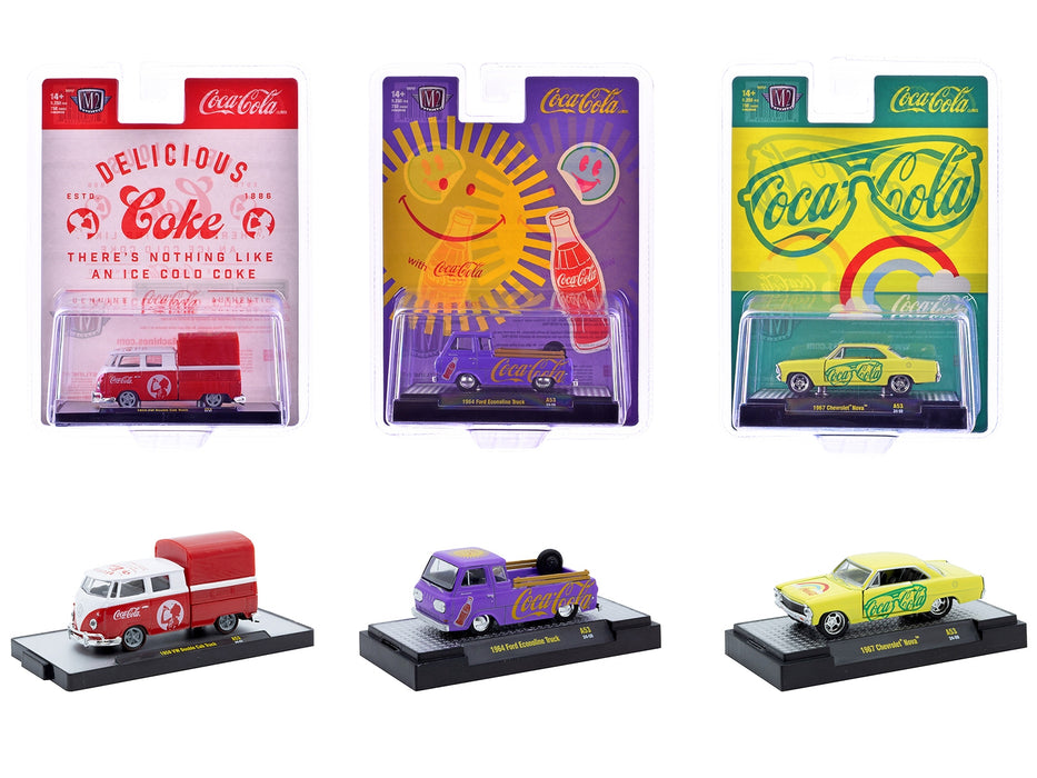 "Coca-Cola" Set of 3 pieces Release 53 Limited Edition to 10000 pieces Worldwide 1/64 Diecast Model Cars by M2 Machines - Miniature Motors