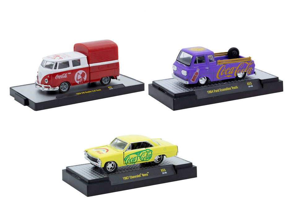 "Coca-Cola" Set of 3 pieces Release 53 Limited Edition to 10000 pieces Worldwide 1/64 Diecast Model Cars by M2 Machines - Miniature Motors