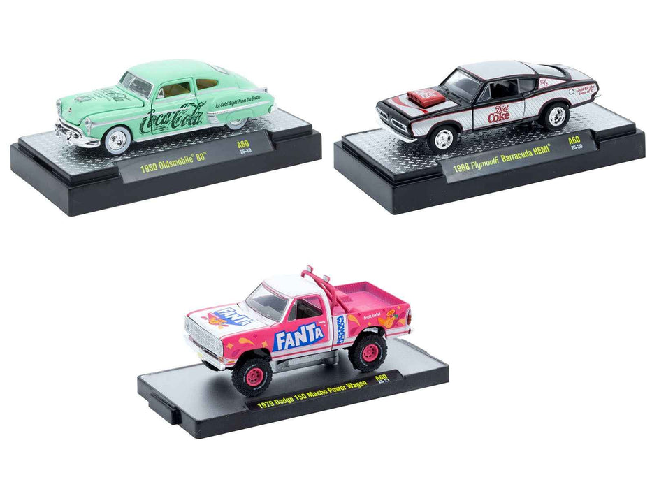 "Sodas" Set of 3 pieces Release 60 Limited Edition to 10000 pieces Worldwide 1/64 Diecast Model Cars by M2 Machines
