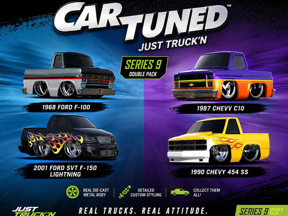 "Just Truck'n" Double Pack Series 9 Set of 4 Cars Diecast Model Cars by CarTuned