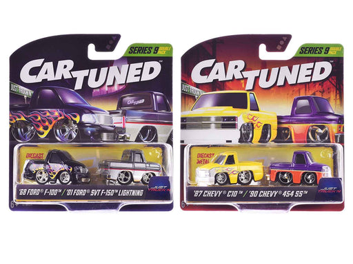 "Just Truck'n" Double Pack Series 9 Set of 4 Cars Diecast Model Cars by CarTuned
