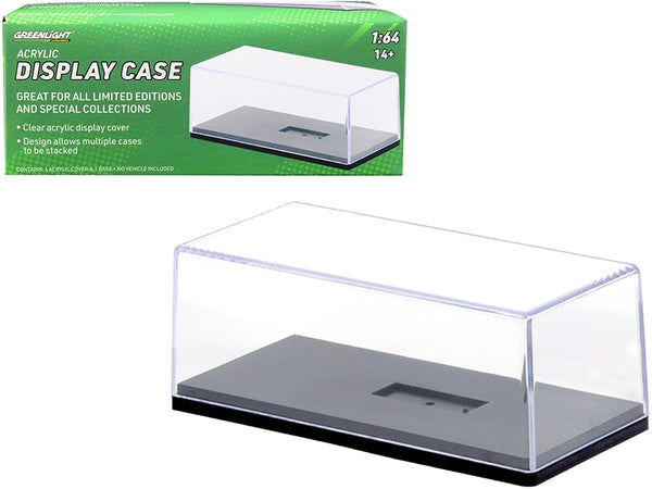 Collectible Acrylic Display Show Case with Black Plastic Base for 1/64 Scale Model Cars by Greenlight - Miniature Motors
