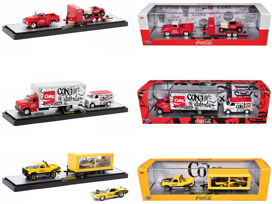 Auto Haulers "Coca-Cola" Set of 3 pieces Release 31 Limited Edition to 7250 pieces Worldwide 1/64 Diecast Models by M2 Machines - Miniature Motors