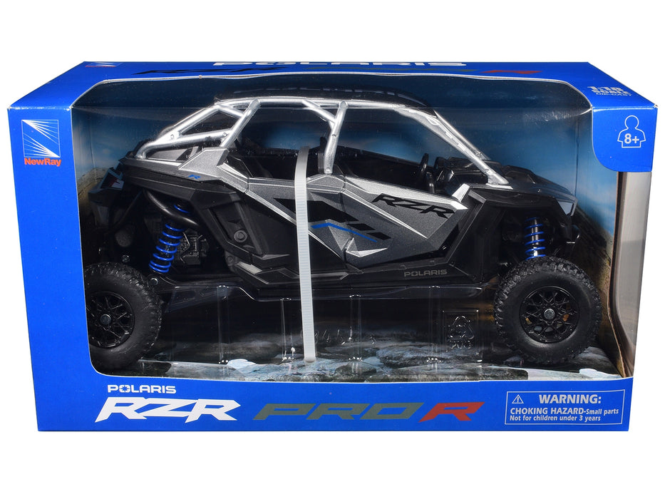 Polaris RZR Pro R UTV Silver Metallic and Black 1/18 Diecast Model by New Ray - Miniature Motors
