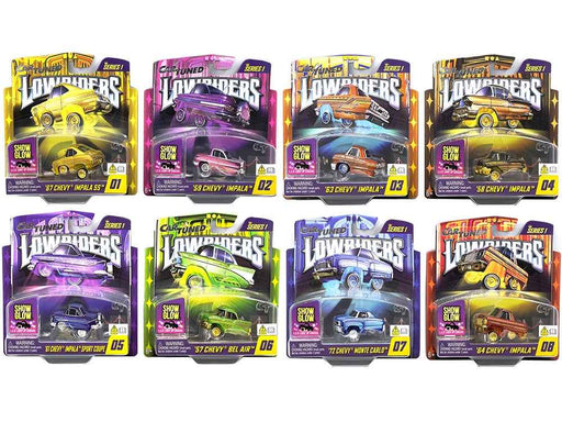 "Lowriders Show Glow" Series 1 Set of 8 Pieces Diecast Model Cars by CarTuned