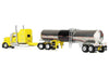 Kenworth W900L with 60" Aerodyne Sleeper and Brenner Tank Trailer "Double C Transport" Yellow 1/64 Diecast Model by DCP/First Gear