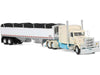 Peterbilt 389 with 63" Mid-Roof Sleeper and 43' Wilson Pacesetter High Sided Grain Trailer "Capitola Trucking" Cream 1/64 Diecast Model by DCP/First Gear