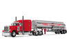 Peterbilt 379 with 63" Mid-Roof Sleeper and Heil Fuel Tank Trailer "Rapid Roberts" Red 1/64 Diecast Model by DCP/First Gear