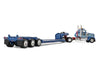 Kenworth W900L Day Cab and Fontaine Magnitude Lowboy Trailer "Sid Kamp" Blue and Light Blue Two-Tone 1/64 Diecast Model by DCP/First Gear