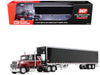 Ford LTL 9000 with 48" Flat Top Sleeper and 53' Utility Trailer with Reefer Volcano Red and Black 1/64 Diecast Model by First Gear