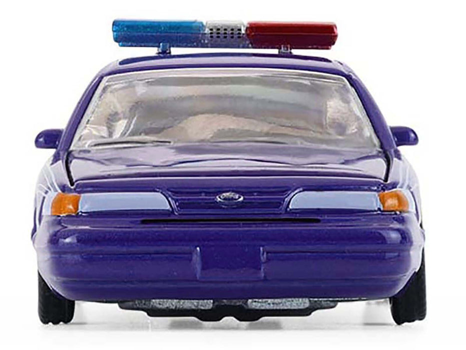 1992 Ford Crown Victoria Lowrider Blue with Graphics and Lightbar "California Lowriders" Series 7 1/64 Diecast Model Car by Greenlight