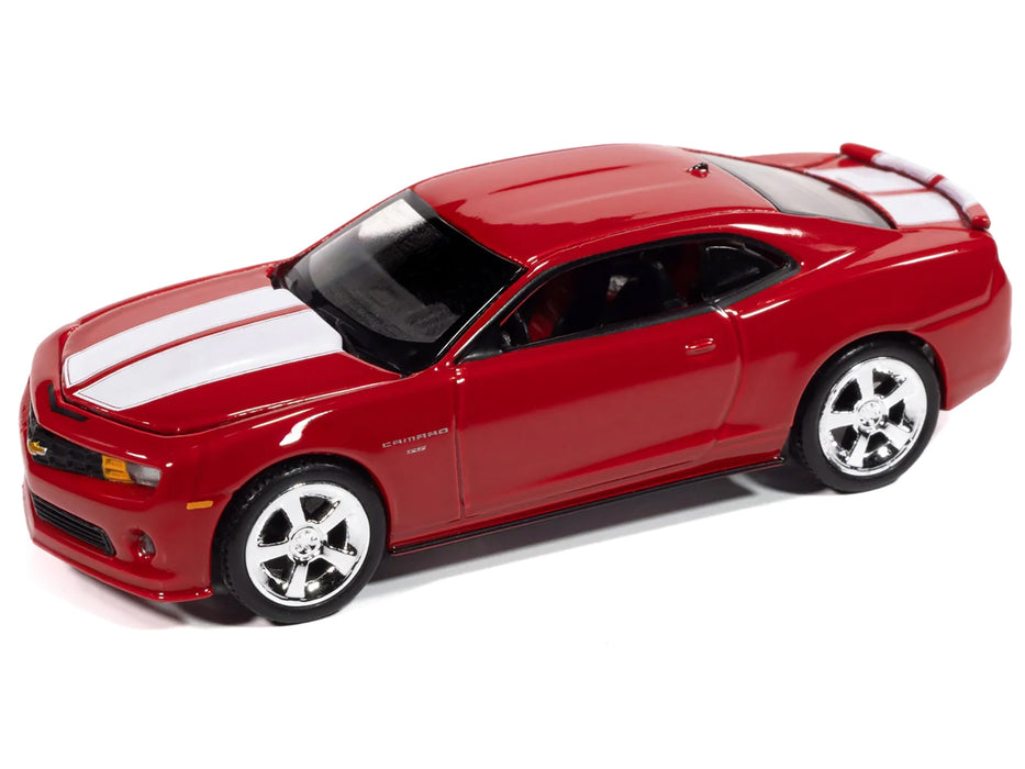 2010 Chevrolet Camaro RS/SS Victory Red with White Stripes "Modern Muscle" Series 1/64 Diecast Model Car by Auto World