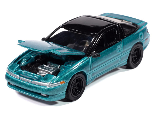 1991 Mitsubishi Eclipse GSX Tennessee Blue Metallic with Black Top "Import Legends" Series 1/64 Diecast Model Car by Auto World - Miniature Motors