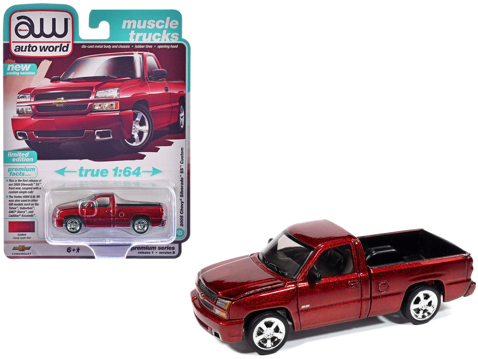 2005 Chevrolet Silverado SS Custom Pickup Truck Candy Apple Red "Muscle Trucks" Series 1/64 Diecast Model Car by Auto World