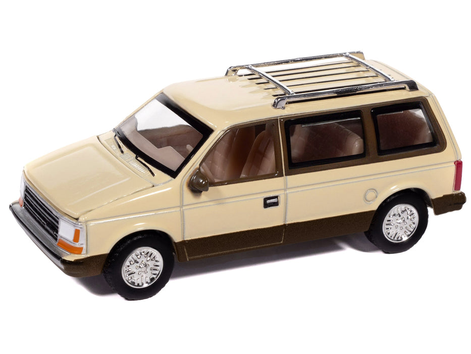 1987 Plymouth Voyager Van Light Cream and Golden Bronze Metallic 2-Tone "Mighty Minivans" Series 1/64 Diecast Model Car by Auto World