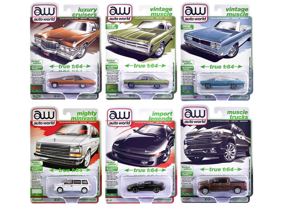 Auto World Premium 2026 Release 1 Set A of 6 pieces 1/64 Diecast Model Cars by Auto World