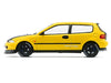 Honda Civic EG6 RHD (Right Hand Drive) Yellow with Carbon Hood with Alternates 1/64 Diecast Model Car by BM Creations