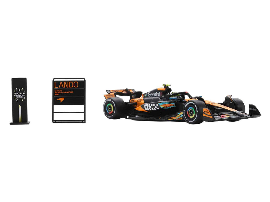 McLaren MCL39 #4 Lando Norris 3rd Place Formula One F1 "Abu Dhabi GP GP" (2025) "Drivers' World Champion 2025" with Pit Board 1/64 Model Car by Spark