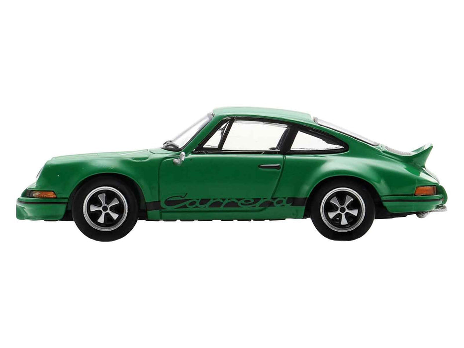 1973 Porsche 911 Carrera RSR 2.8 Green with Black Stripes 1/64 Model Car by Spark