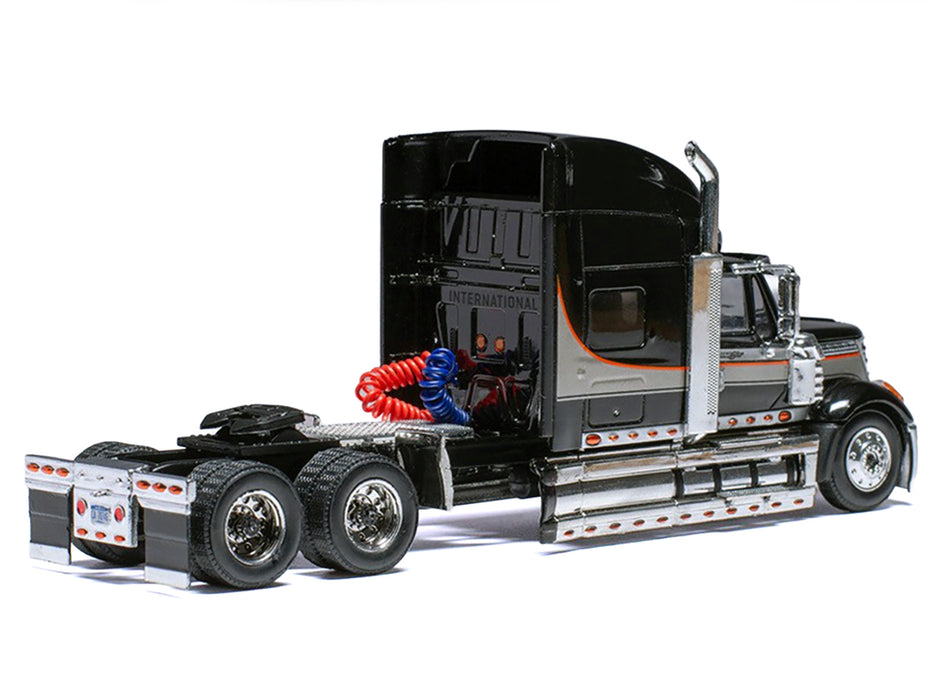 2010 International Lonestar Truck Tractor Black with Silver Stripes 1/64 Diecast Model by IXO Models