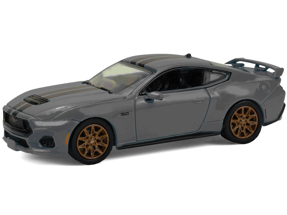 2024 Ford Mustang GT Dark Matter Gray with Black and Red Stripes "Showroom Floor" Series 7 1/64 Diecast Model Car by Greenlight