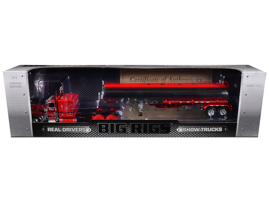 Peterbilt 389X with 63" Flat Top Sleeper and Heil Fuel Tank Trailer "Wayne Transports" Red with Black Stripes "Big Rigs Series II #1" 1/64 Diecast Model by DCP/First Gear