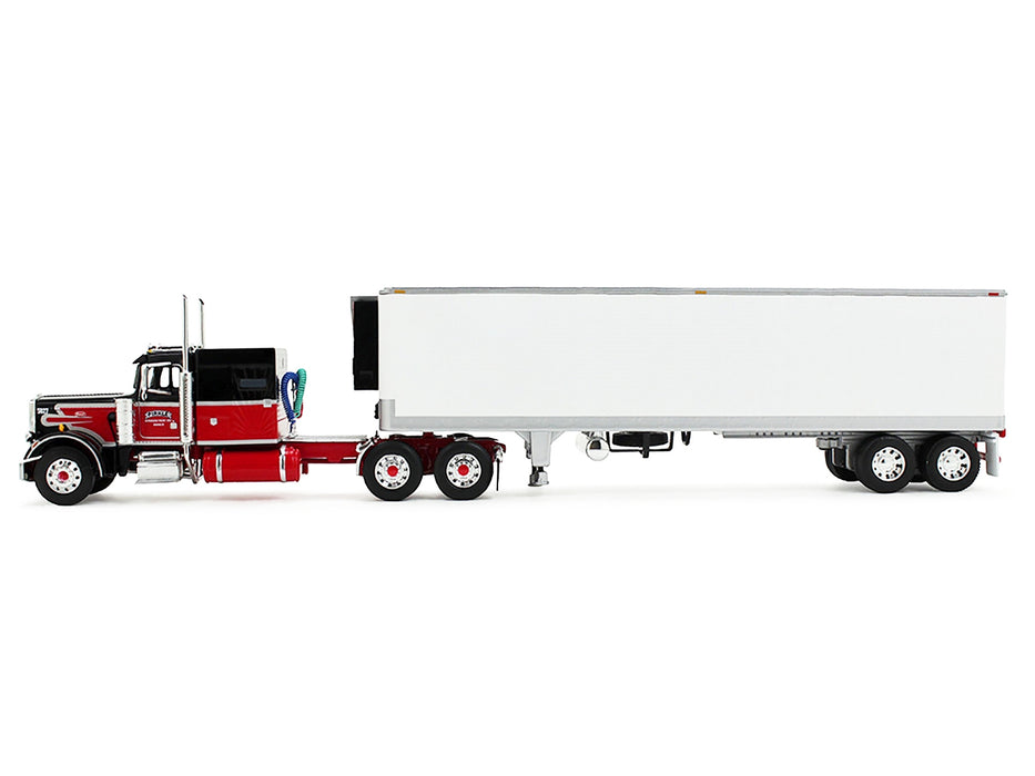 Peterbilt 359 with 60" Vintage Sleeper and 40' Vintage Refrigerated Trailer "Pirkle Refrigerated Freight Lines" Red and Black "Legacy Series" #1 1/64 Diecast Model by DCP/First Gear