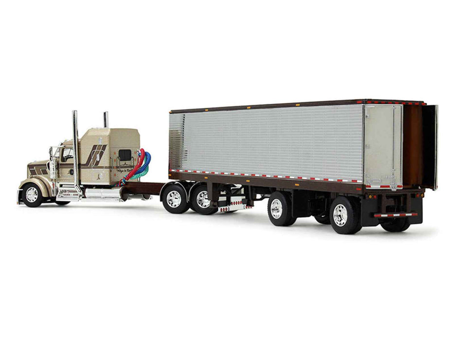 Kenworth W900L with 60" Aerodyne Sleeper and 40' Vintage Trailer "Red's Favorites - Jason Sanders" Beige with Stripes 1/64 Diecast Model by DCP/First Gear