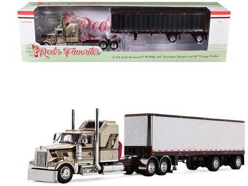 Kenworth W900L with 60" Aerodyne Sleeper and 40' Vintage Trailer "Red's Favorites - Jason Sanders" Beige with Stripes 1/64 Diecast Model by DCP/First Gear