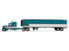 Peterbilt 379 with 63" Mid-Roof Sleeper and 53' Utility Trailer with Reefer "Tway Rose Transport" Teal and White with Stripes "Big Rigs" Series II #5 1/64 Diecast Model by DCP/First Gear