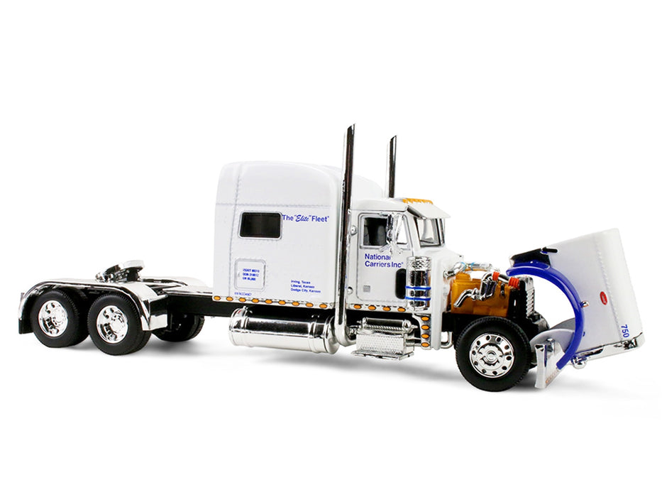 Peterbilt 379 with 70" Mid-Roof Sleeper and Wilson Silverstar Livestock Trailer "National Carriers" White "Legacy Series #5" 1/64 Diecast Model by DCP/First Gear