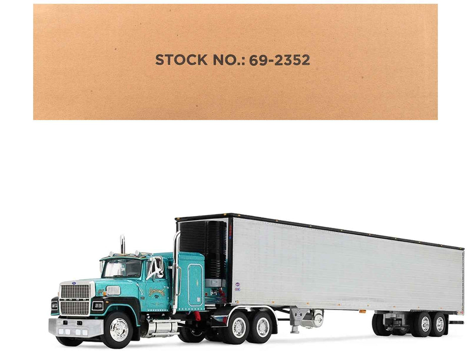 Ford LTL 9000 with 48" Flat Top Sleeper and 53' Utility Trailer with Reefer "Red's Favorites - Tom Sercombe" Turquoise Metallic 1/64 Diecast Model by First Gear