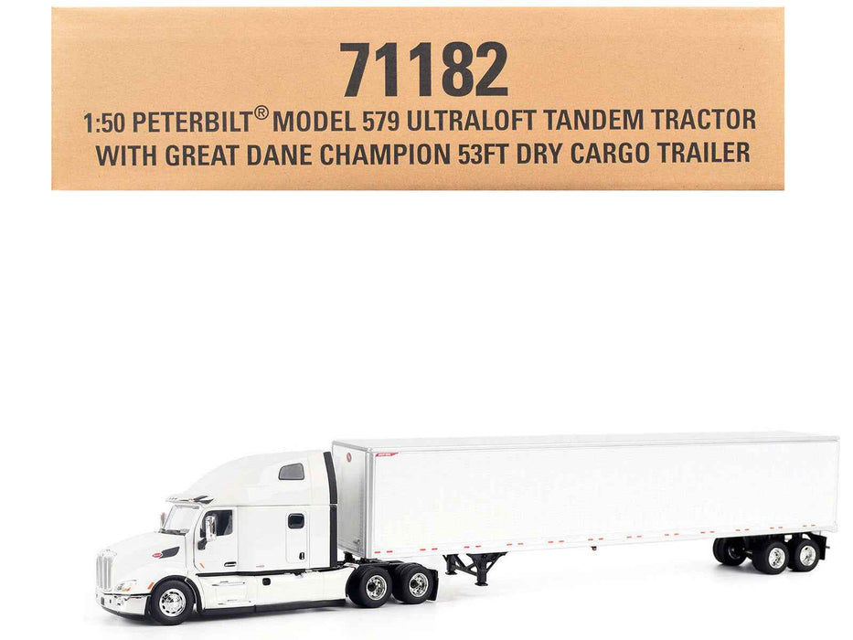 Peterbilt 579 Ultraloft Tandem Tractor White with Great Dane Champion 53ft Dry Cargo Trailer "Transport Series" 1/50 Diecast Model by Diecast Masters